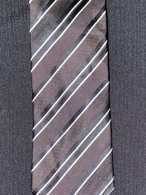 Dolce & Gabbana Black and Silver Striped Silk Tie